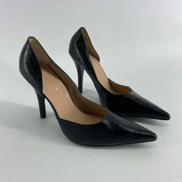 Colin Stuart black embossed pointed toe stiletto heel womens 9 - Picture 7 of 7